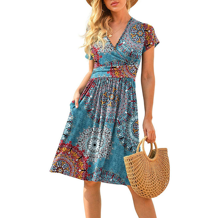 Elegant Floral Wrap Midi Dress