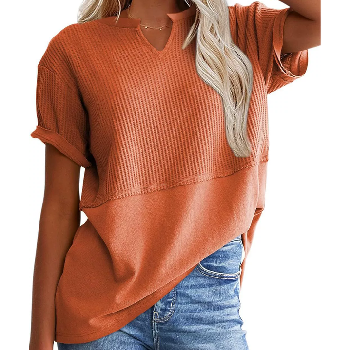 Soft Knit V-Neck Short Sleeve Top