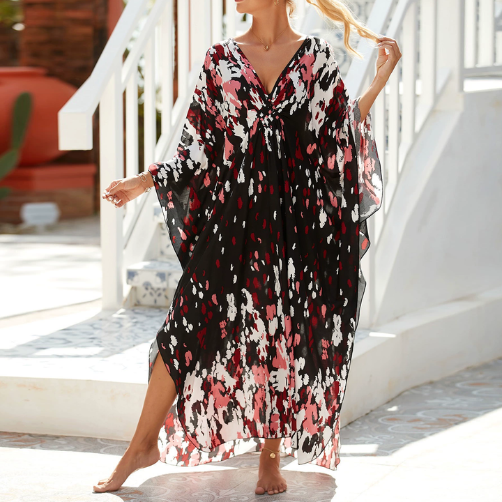 Relaxed Boho Off-Shoulder Striped Maxi Dress