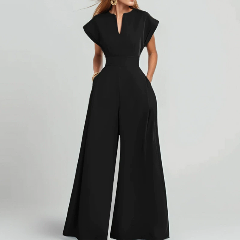 Elegant V-Neck Wide Leg Jumpsuit