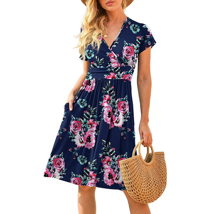 Elegant Floral Wrap Midi Dress