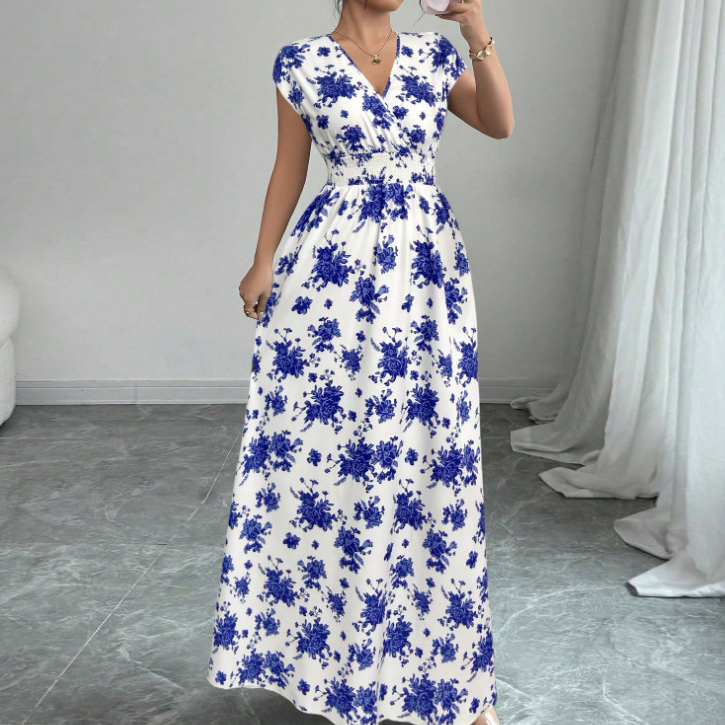 Floral Surplice Maxi Dress