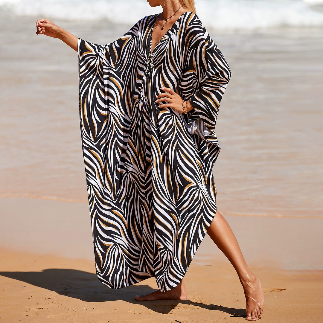 Relaxed Boho Off-Shoulder Striped Maxi Dress