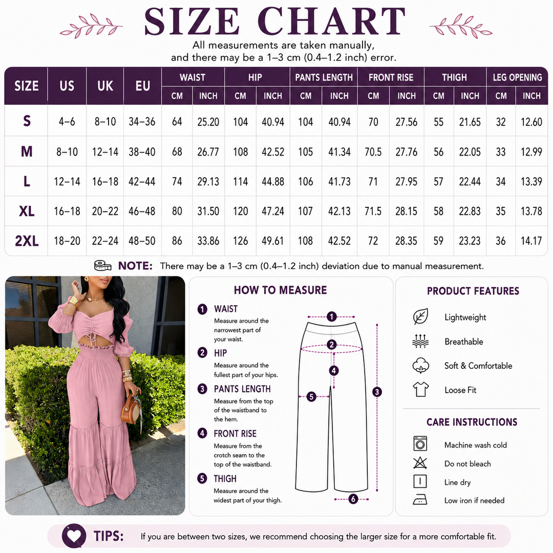 Ruched Crop Top &amp; Wide Leg Pants Set