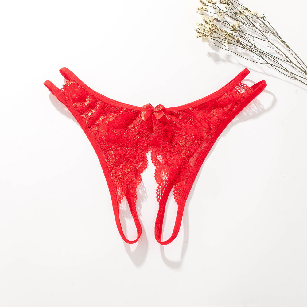 Lace crotchless panties