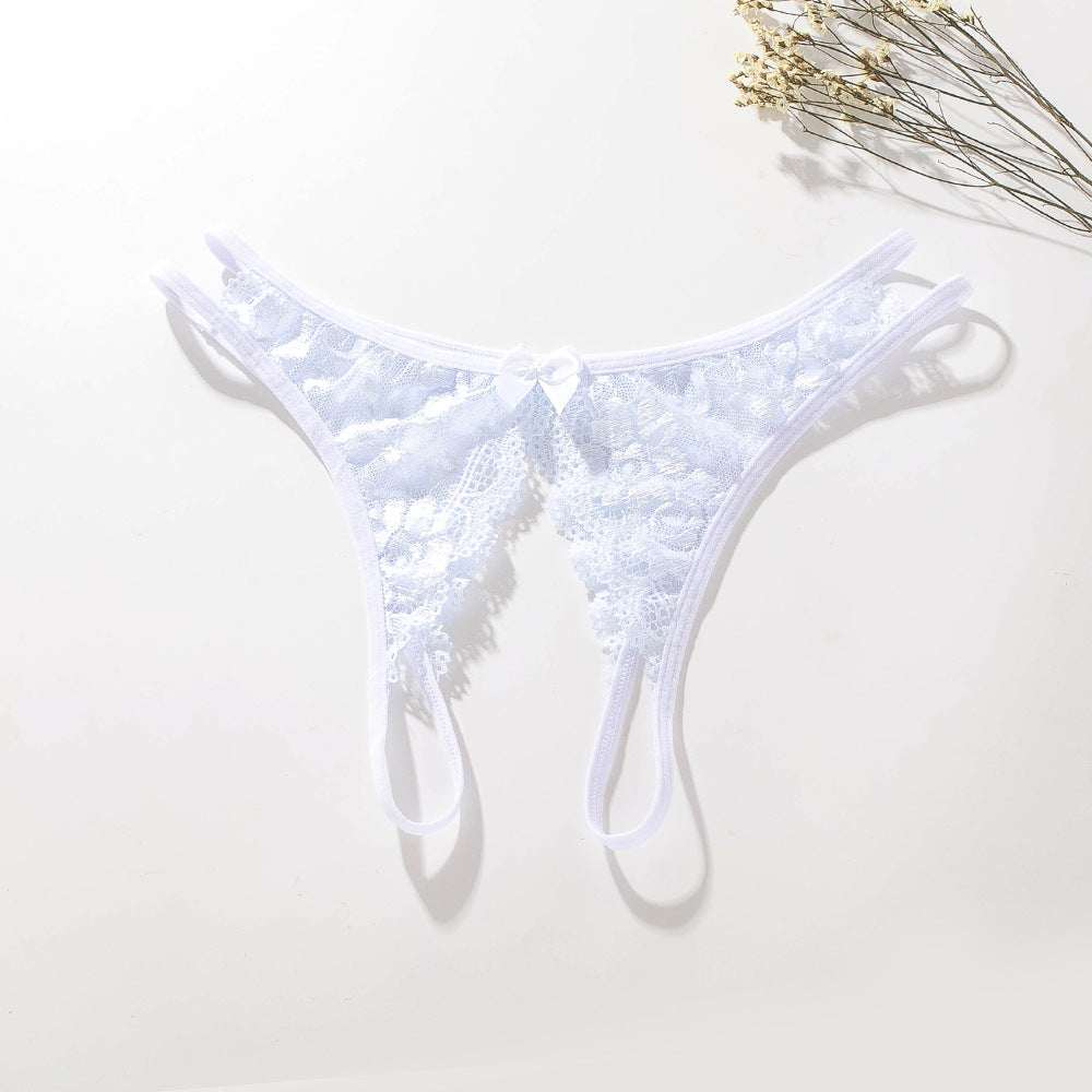 Lace crotchless panties