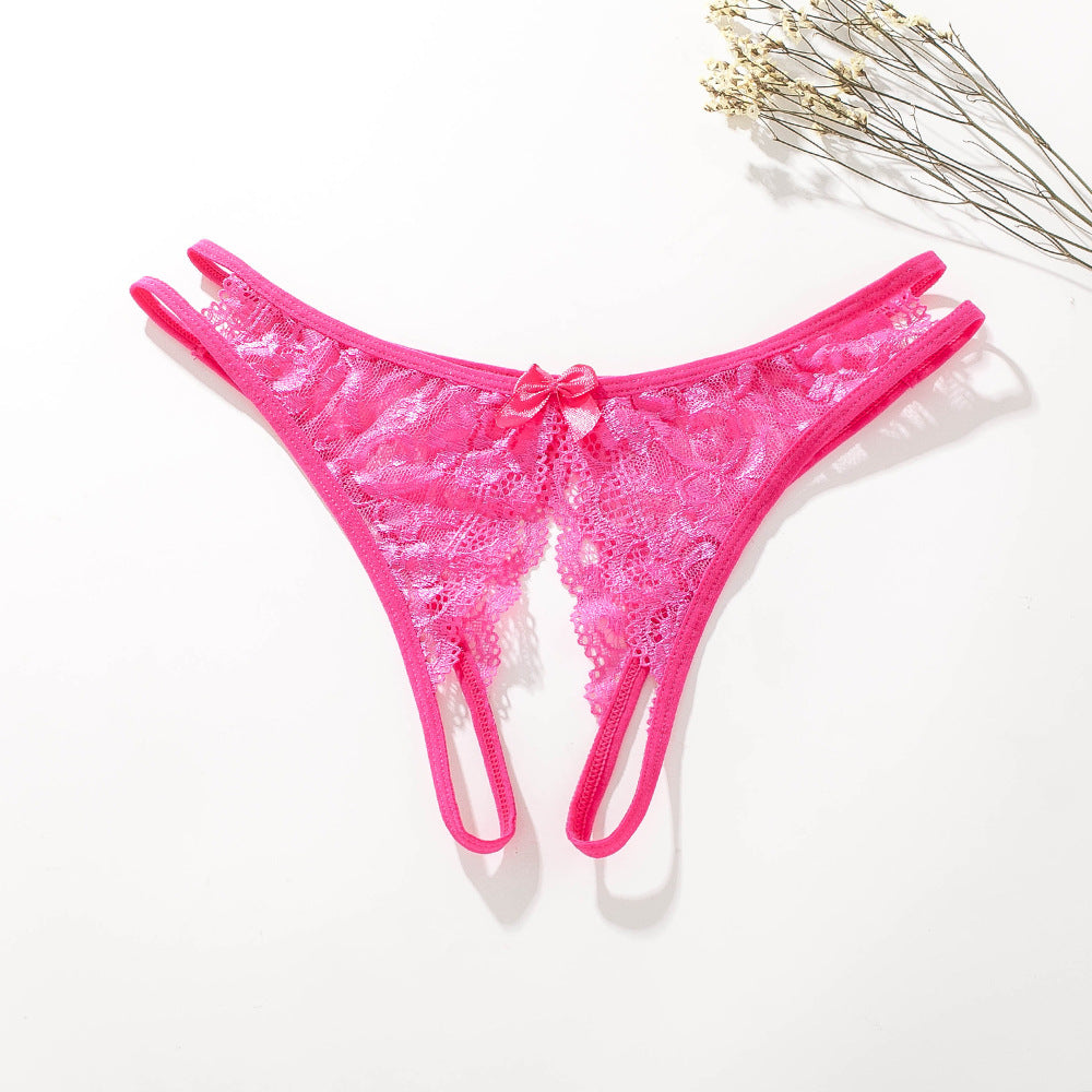 Lace crotchless panties