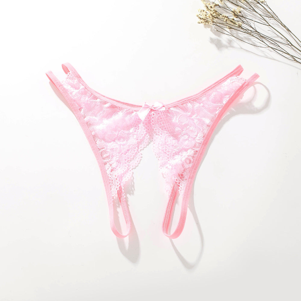 Lace crotchless panties