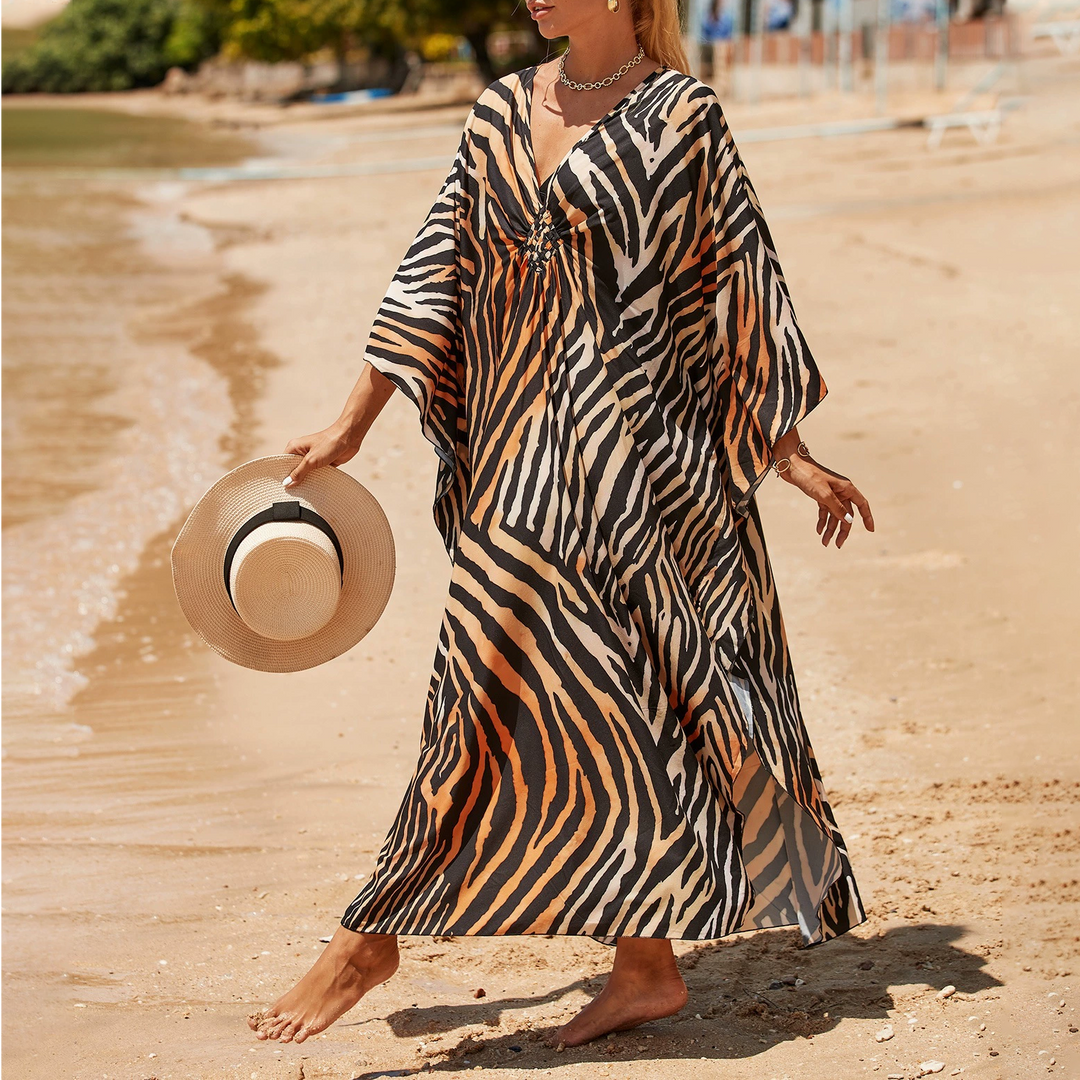 Relaxed Boho Off-Shoulder Striped Maxi Dress