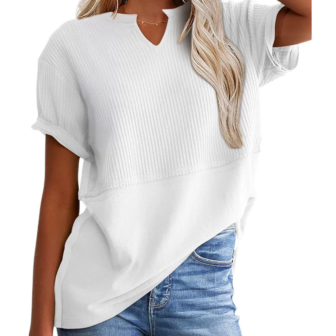 Soft Knit V-Neck Short Sleeve Top