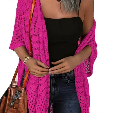 Bohemian style crochet tassel cover-up