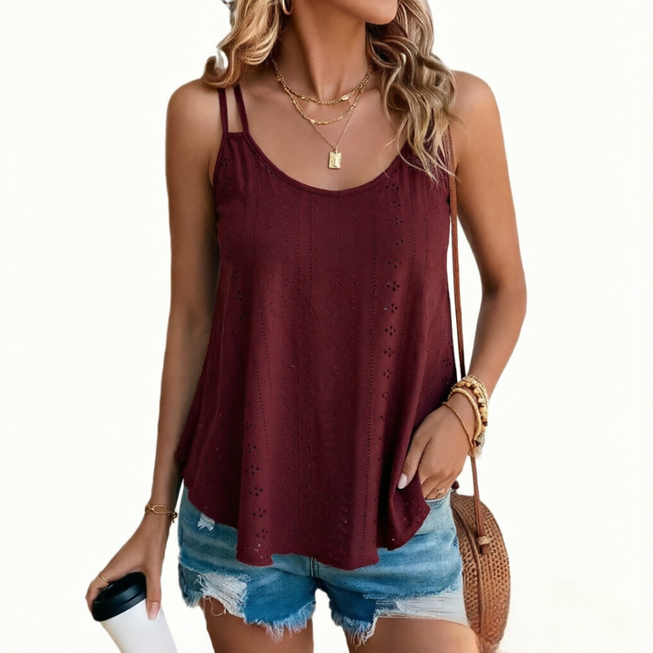 Eyelet Double Strap Tank Top