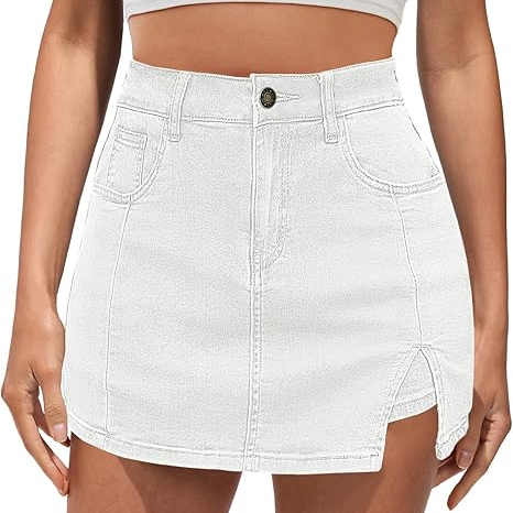 Denim slit mini skirt