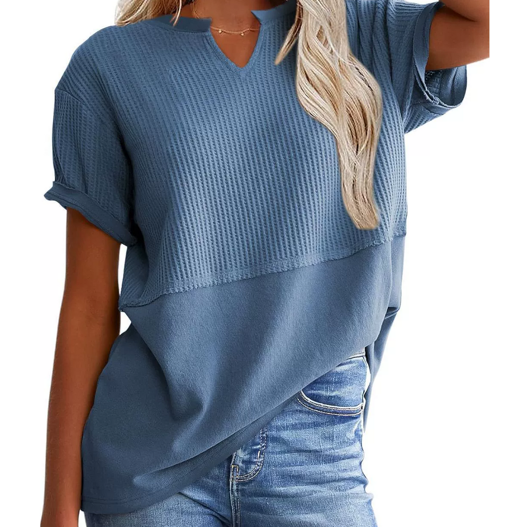 Soft Knit V-Neck Short Sleeve Top
