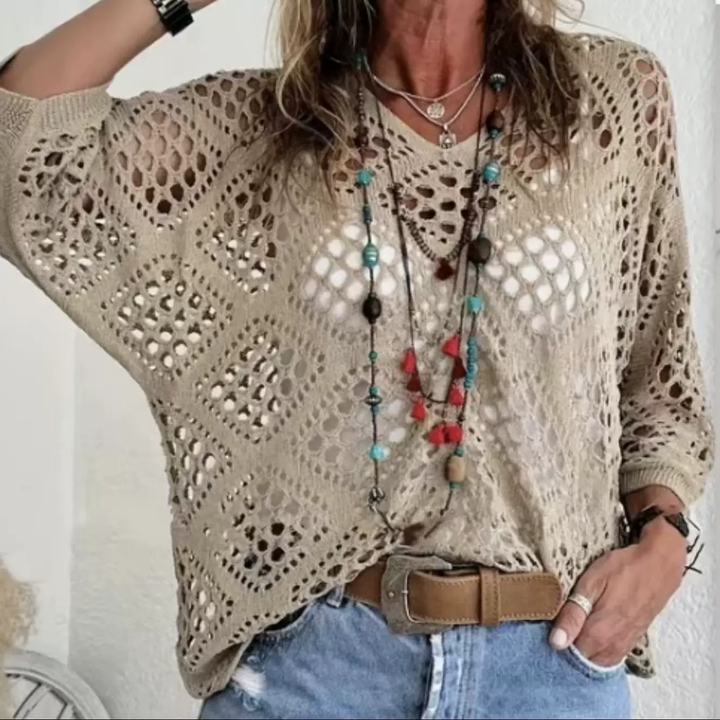 Open Knit Batwing Sleeve Cover-Up