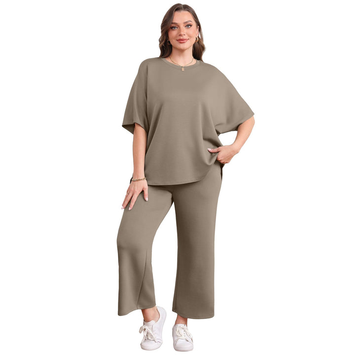 Round Neck Top &amp; Wide Leg Pants Set