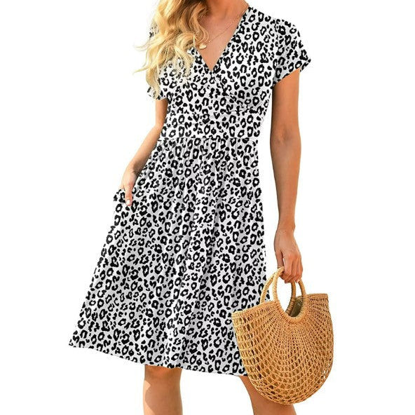 Elegant Floral Wrap Midi Dress