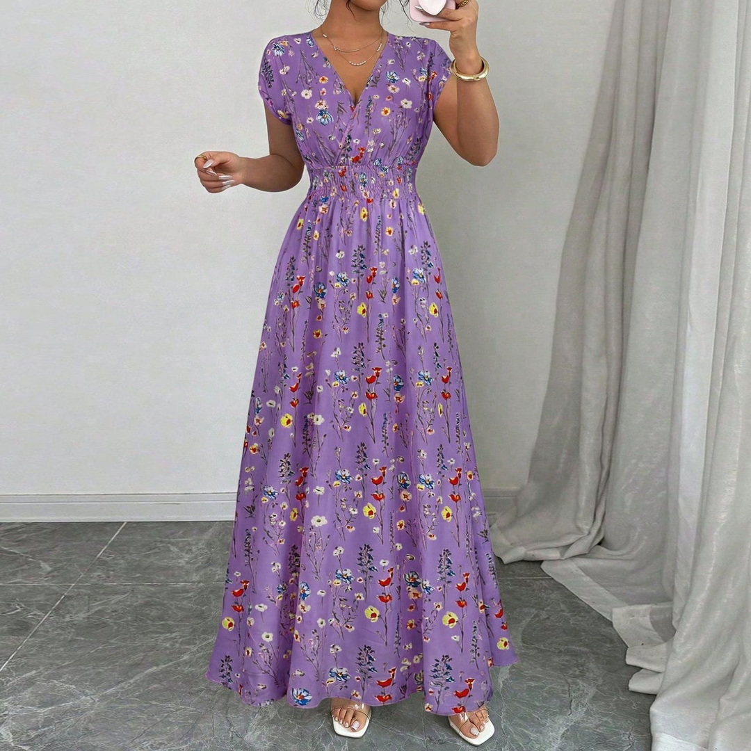Floral Surplice Maxi Dress