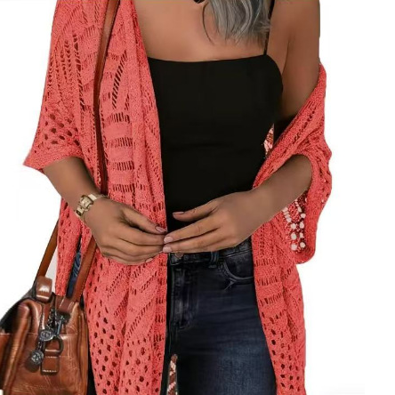 Bohemian style crochet tassel cover-up
