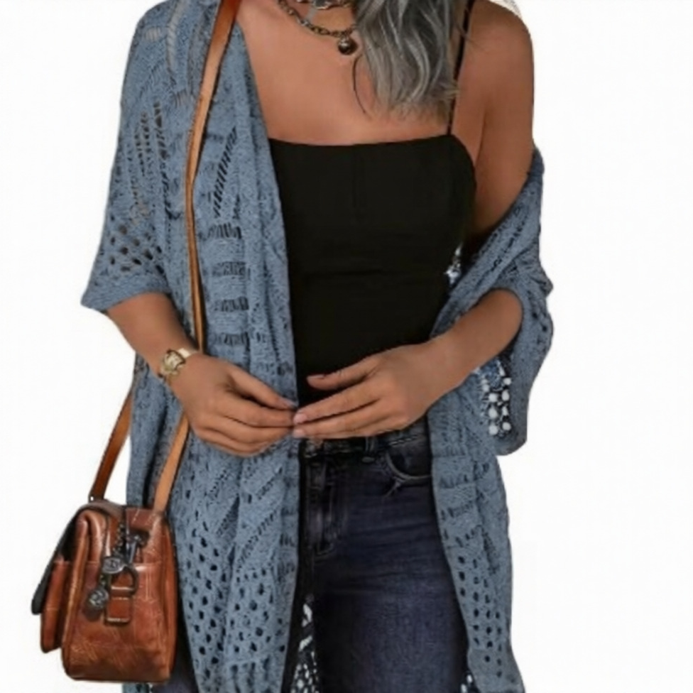 Bohemian style crochet tassel cover-up