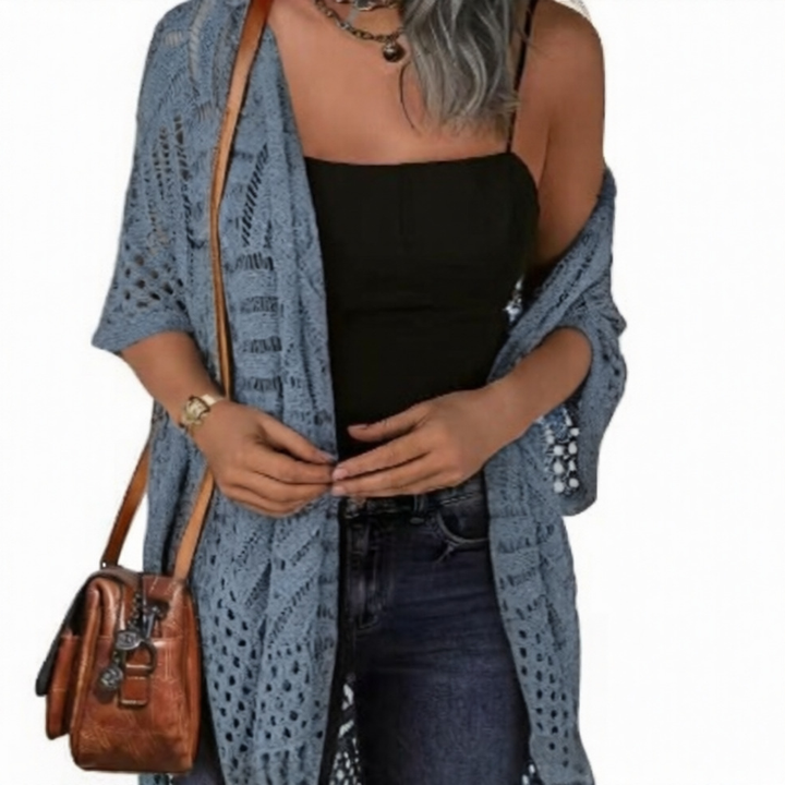 Bohemian style crochet tassel cover-up