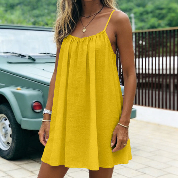 Ruched Backless Cami Mini Dress