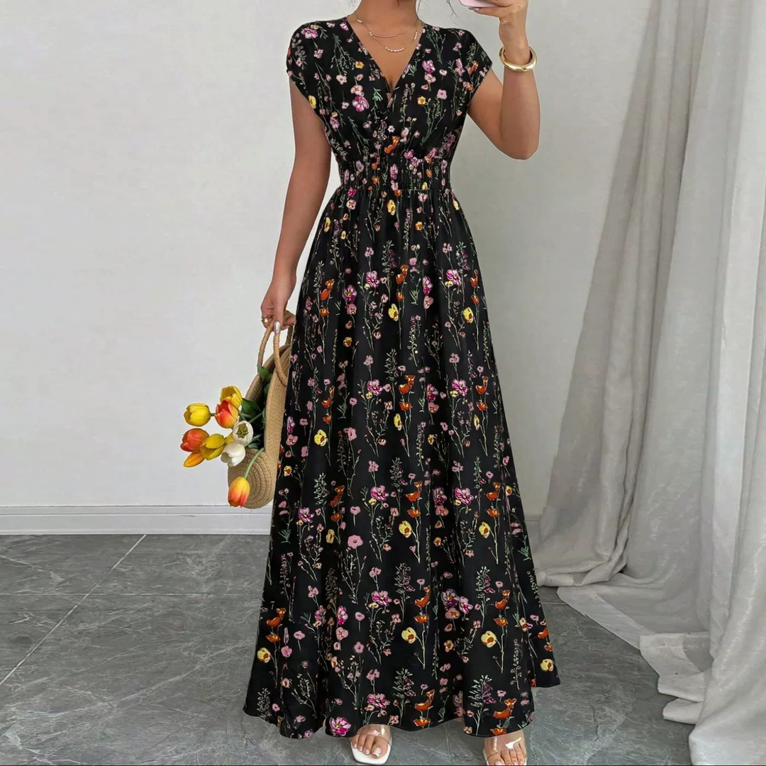 Floral Surplice Maxi Dress