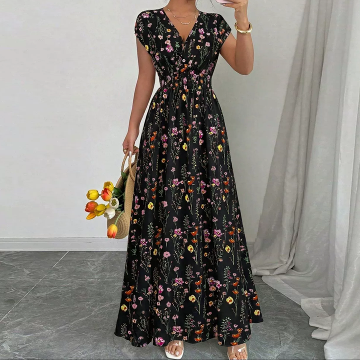 Floral Surplice Maxi Dress