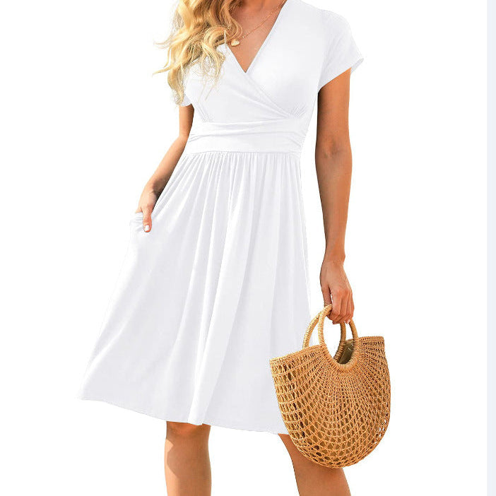 Elegant Floral Wrap Midi Dress