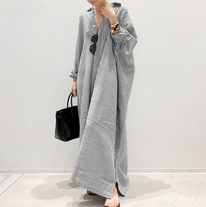 Relaxed Oversized Striped Shirt Dress