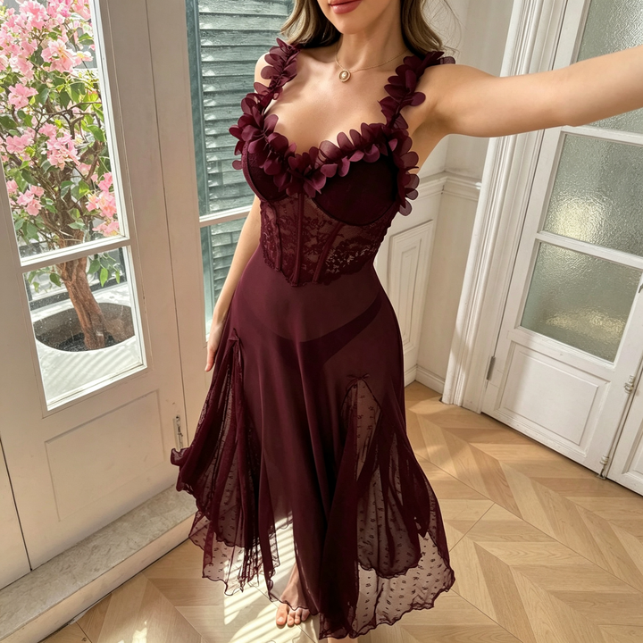 Women’s Sheer Lace Maxi Slip Dress