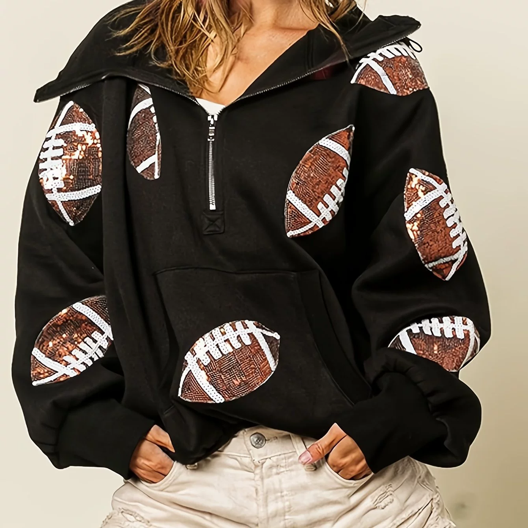 Graphic Half Zip Oversized Hoodie