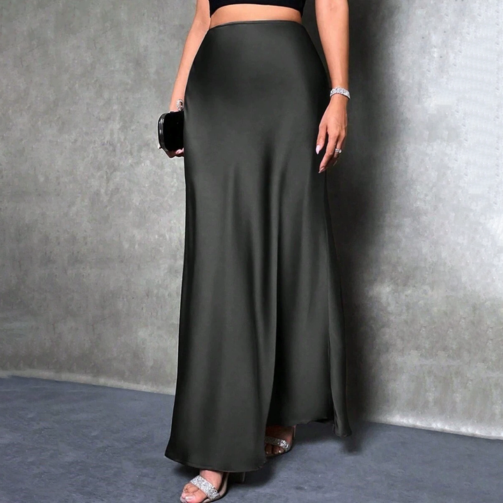 Elegant satin midi skirt