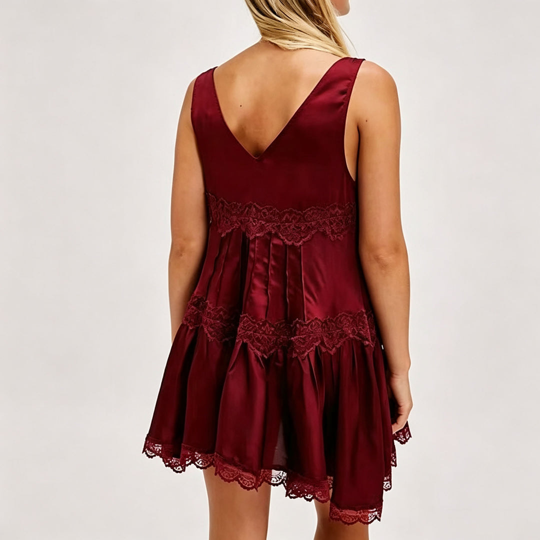 Elegant Lace Trim V-Neck Slip Dress