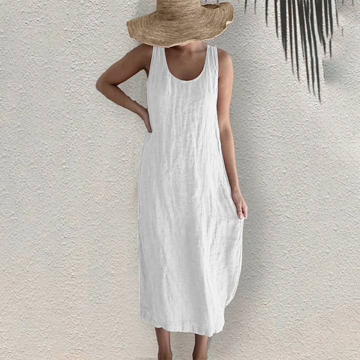 Linen Blend Sleeveless Shift Dress