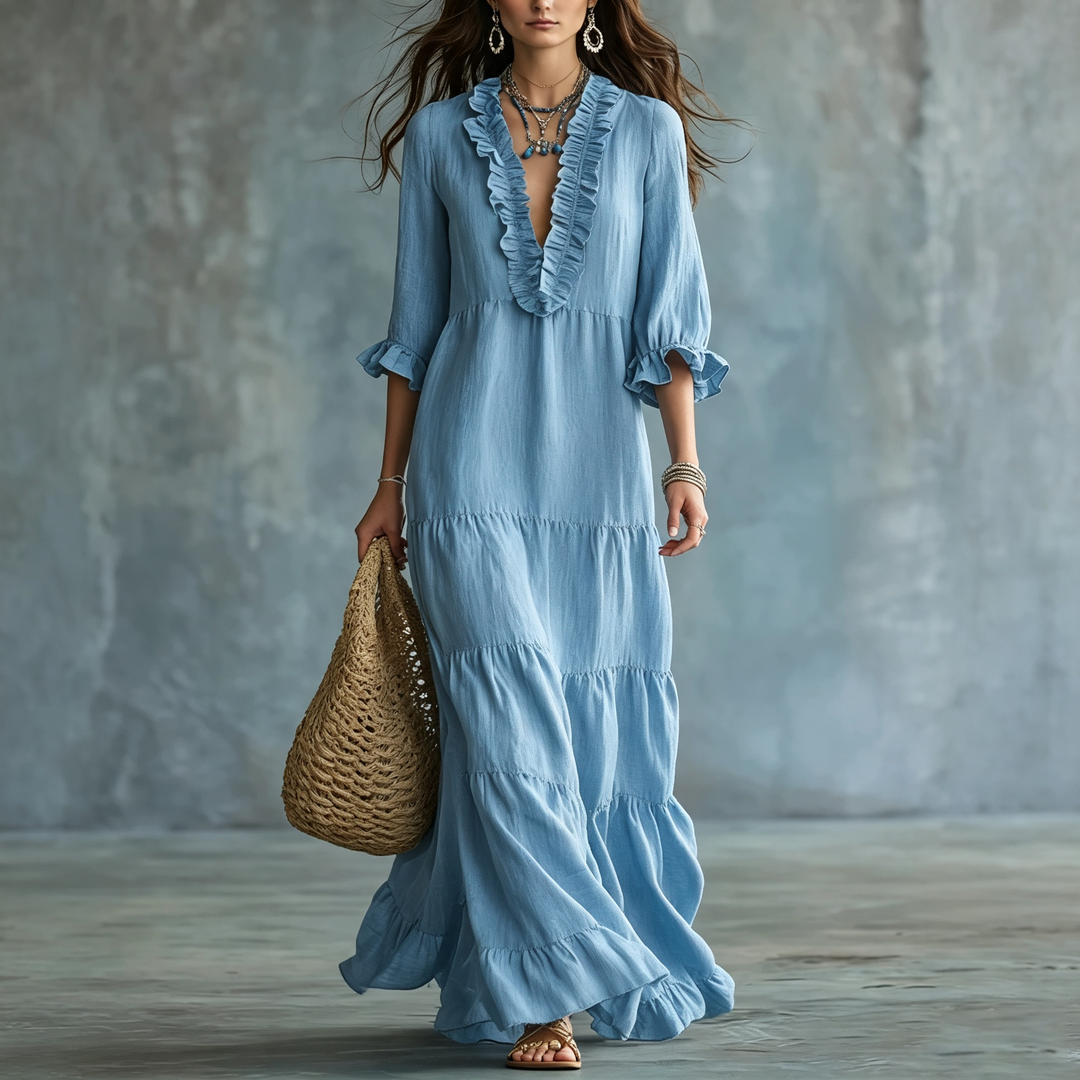 Boho Tiered Ruffle Maxi Dress