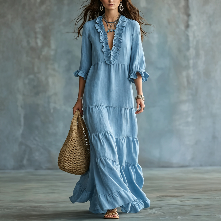 Boho Tiered Ruffle Maxi Dress