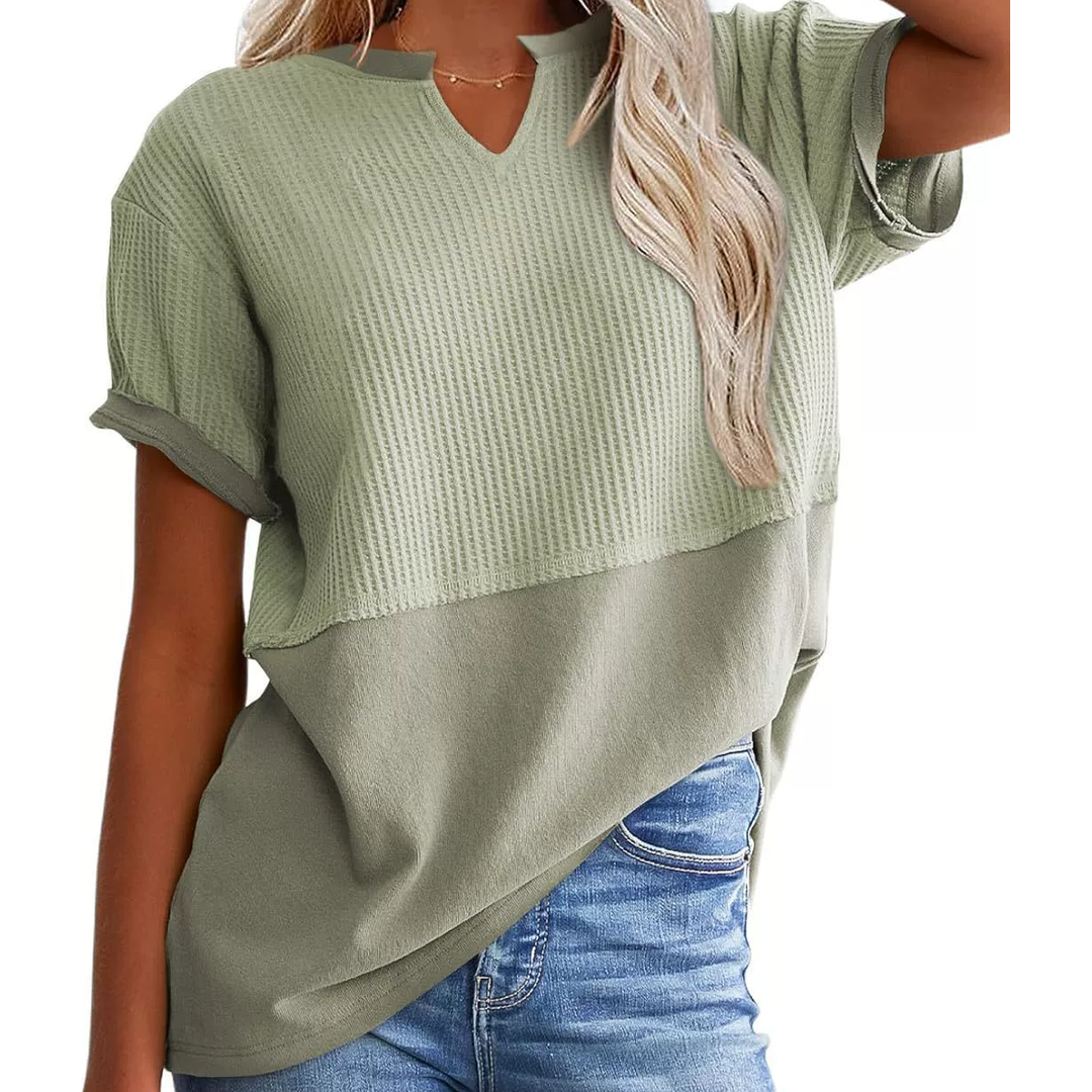 Soft Knit V-Neck Short Sleeve Top