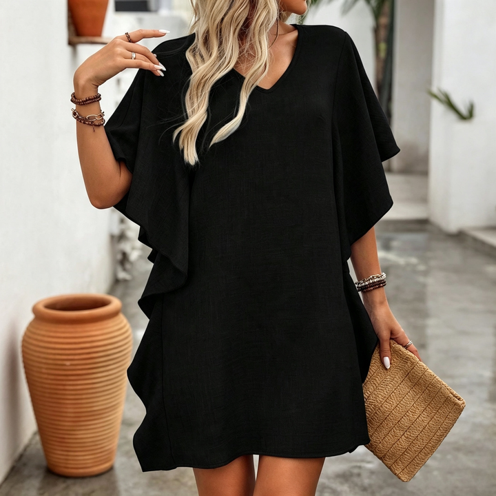 Minimalist Relaxed V-Neck Tunic Dress