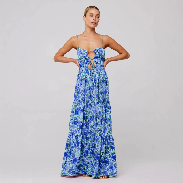 Bohemian style beach tie maxi dress