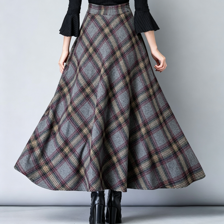 Women’s High-Waisted Plaid A-Line Skirt