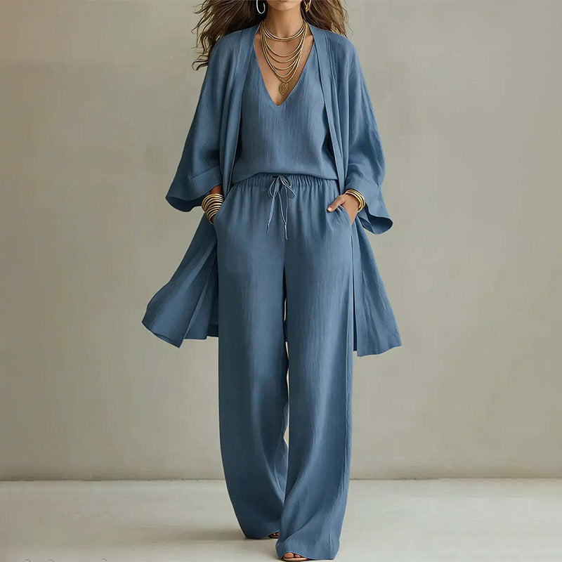 Elegant 3-Piece Resort Wide Leg Pants Set