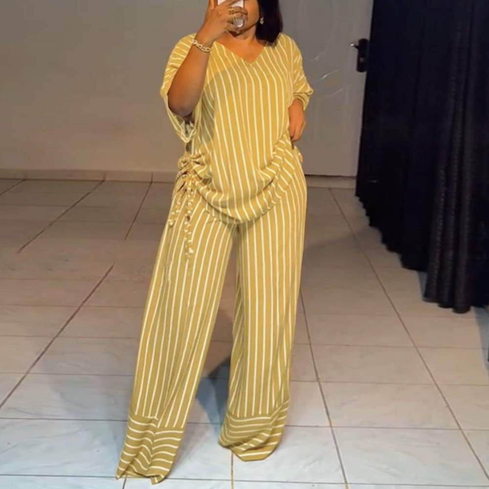 Relaxed Striped Wide Leg Pants Set