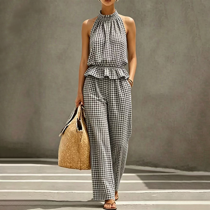 Elegant Sleeveless Straight Leg Pants Set
