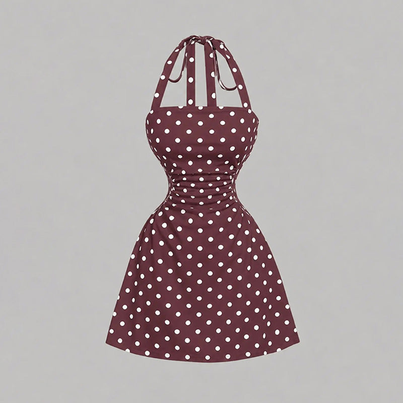 French Inspired Polka Dot Summer Mini Dress