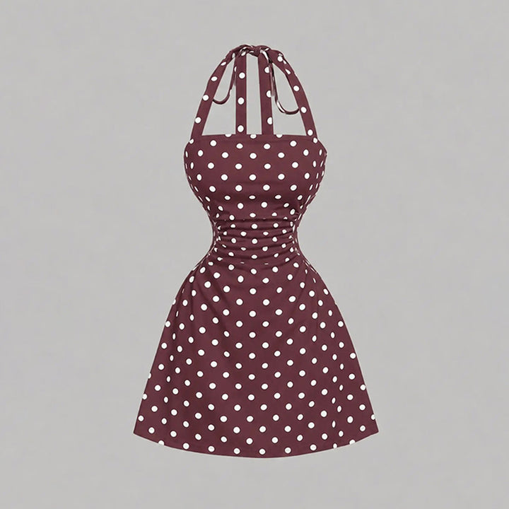 French Inspired Polka Dot Summer Mini Dress