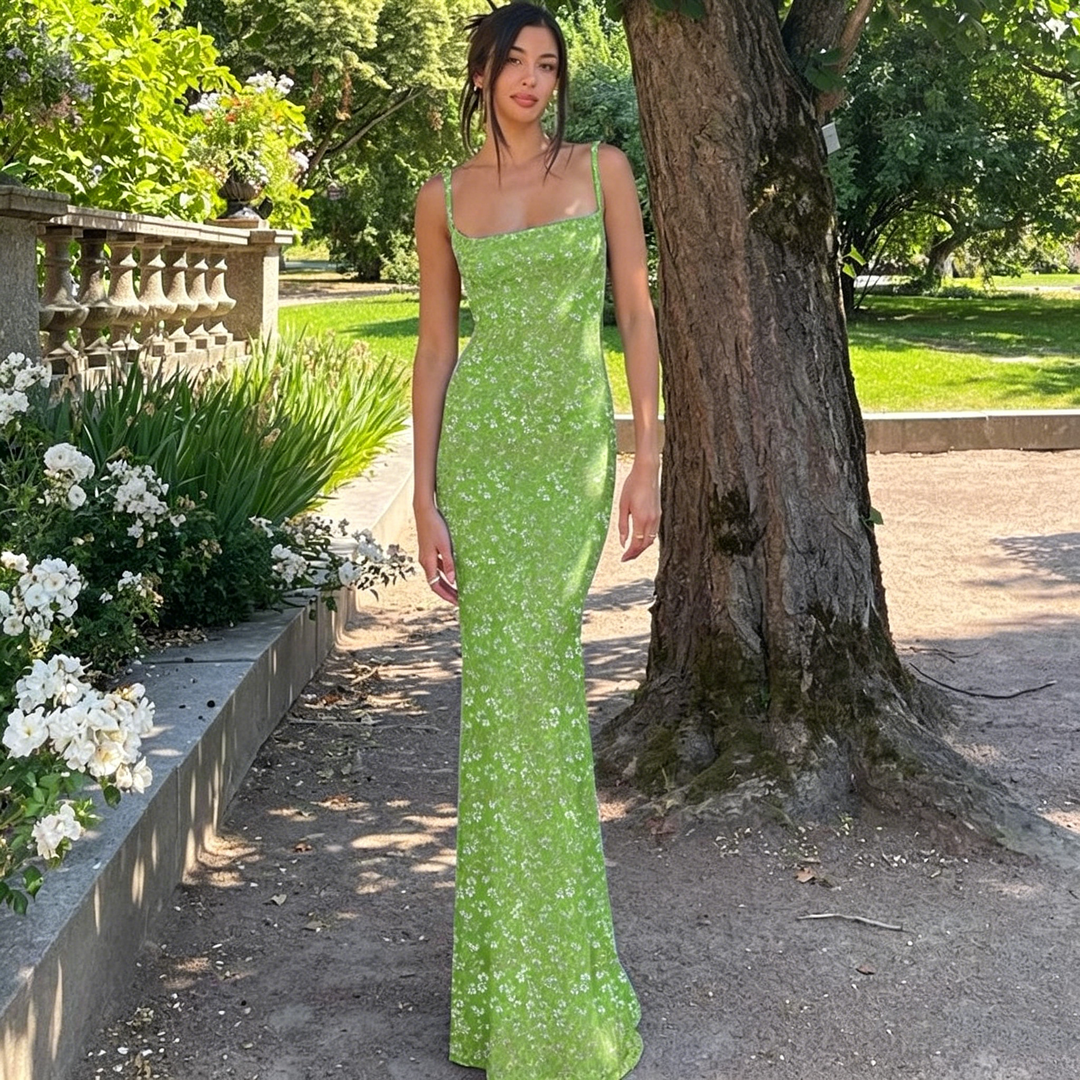 Sexy Backless Printed Slip Dress