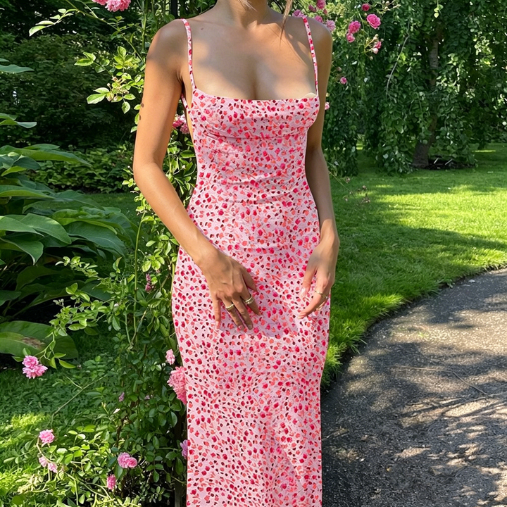 Sexy Backless Printed Slip Dress