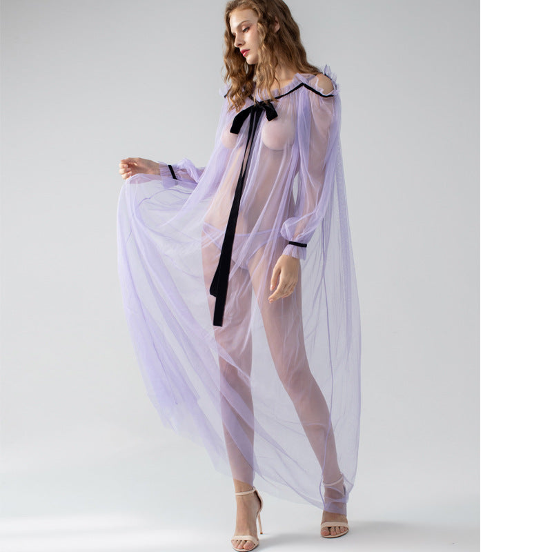 Sexy long see-through lace nightdress