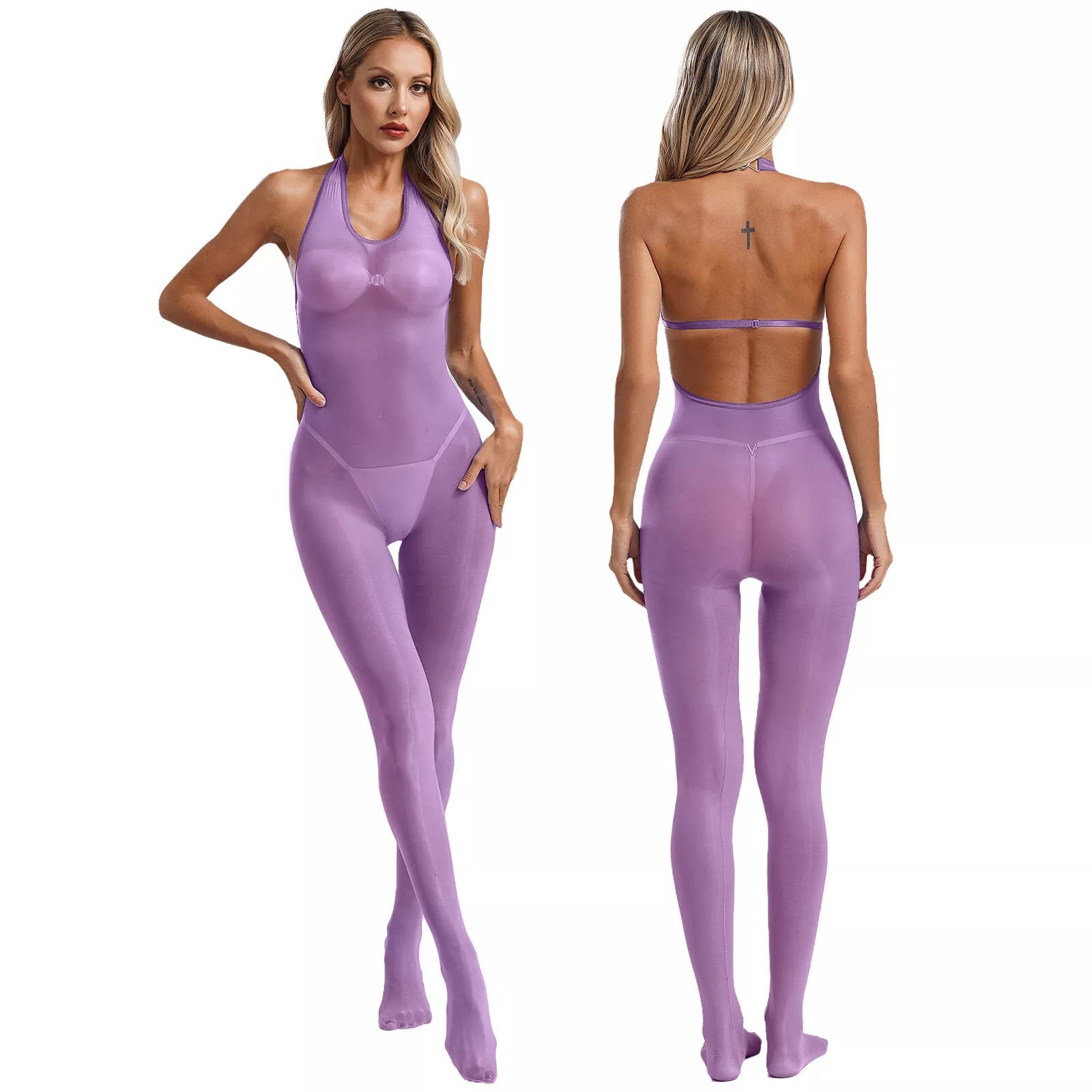 6D Super Shiny Temptation Backless Jumpsuit
